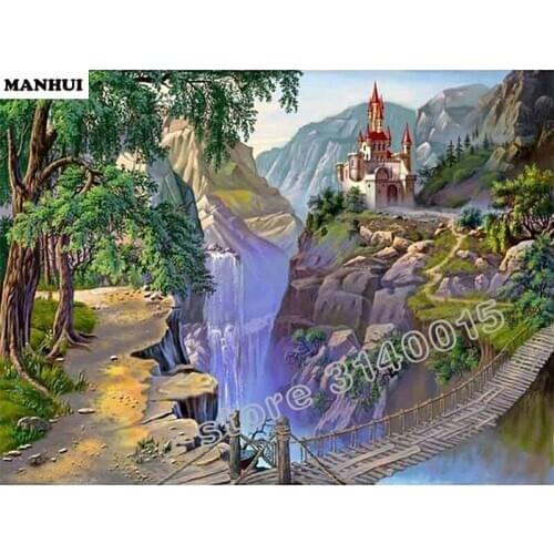 Diy Resin Diamond Painting Cross Stitch Full Diamond Embroidery landscape Rhinestone Pasted Paintings Home Decoration BCD164