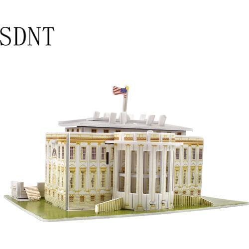 White House 3D Puzzle Model Building Kits Toy Places of Interest Educational Handmade Assembling Puzzles Toys Study Hobbies
