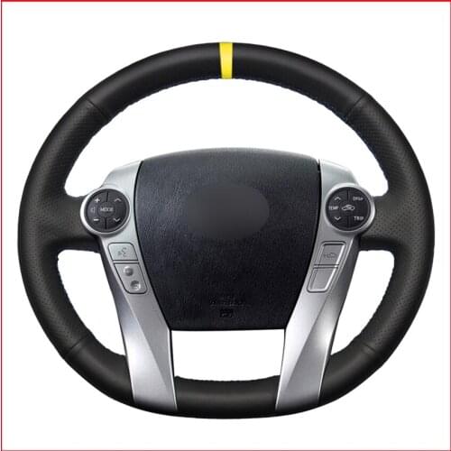Yellow Marker Black Artificial Leather Steering Wheel Cover for Toyota Prius 30(XW30) 2009-2015 Prius C(US)2012-2017