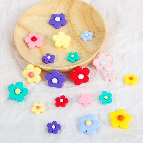 10pcs 16/25mm Mixed Color Flower Resin Flower Beads Flatback Cabochon Embellishment For DIY Jewelry Craft Scrapbook Decoration