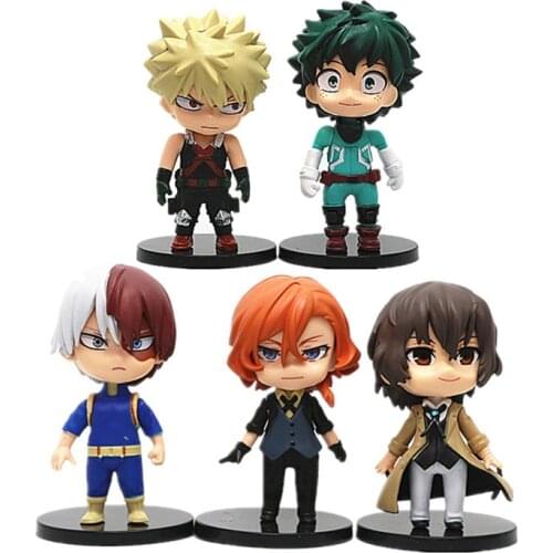 5pcs/set My Hero Academia Bungo Stray Dogs Anime Action Figure Dazai Chuuya Izuku Todoroki Shoto Bakugou Katsuki Cute Toys Model
