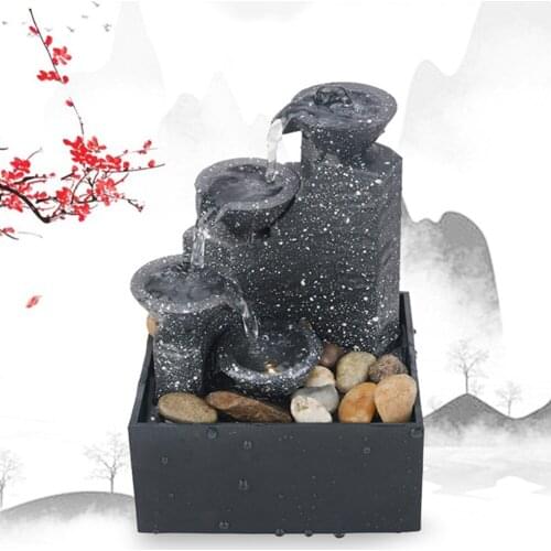 Exquisite ABS Water Fountain Desktop Ornaments Flowing Water Waterfall USB Battery Opreated Gather Luck Feng Shui Home Decor