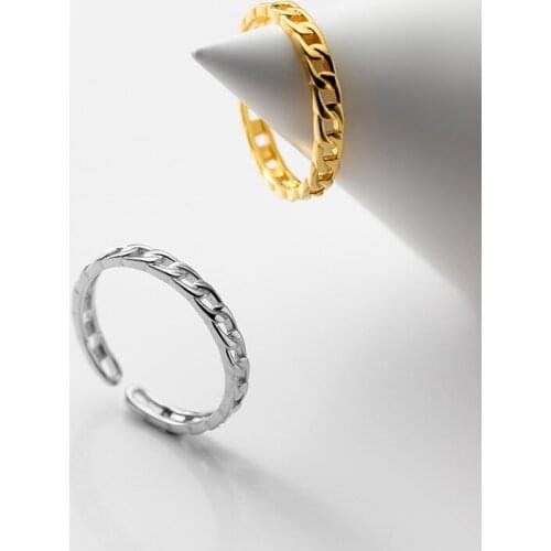 Hollow Lock Chains Link Ring Korean Temperament Womens Simple Finger Rings Cool 925 Sterling Silver Jewelry