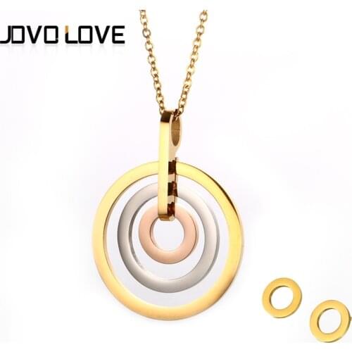 Luxury Three Circle Necklaces Earrings Jewelry Sets for Women Wedding Gift Three Colors High Quality Steel Round Jewelry