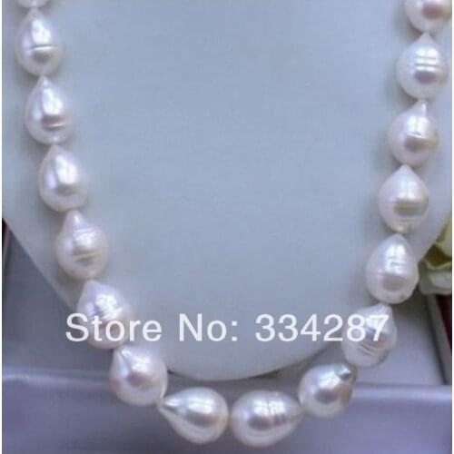 Beautiful AAA 11-13MM REAL WHITE PEARL NECKLACE Baroque Natural Freshwater Pearl 925 Hook For Women Jewelry
