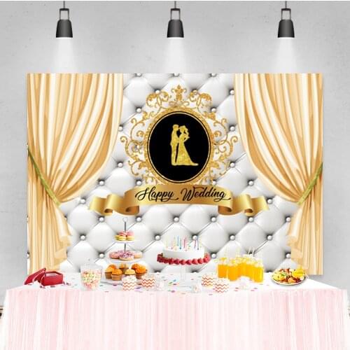 Laeacco Happy Wedding Headboard Love Customization Photo Photography Background Photographic Backdrop For Photo Studio
