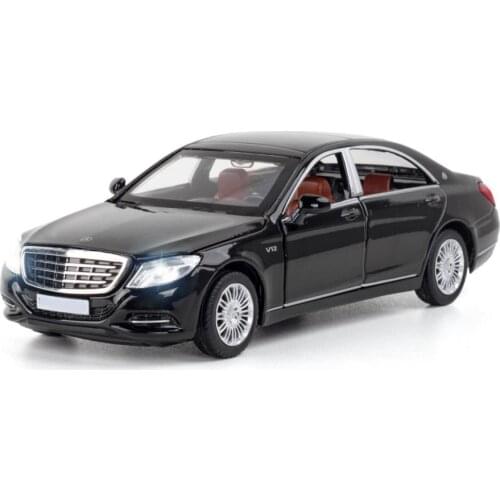 Hot 1:32 scale wheel benz Maybach s600 v12 diecast car metal model with light sound pull back vehicle toy collection for gift
