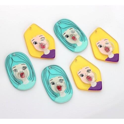 Acrylic Resin Fashion Girl Translucent Charms 10pcs/lot For DIY Fashion Drop Earrings Jewelry Making Finding Accessories