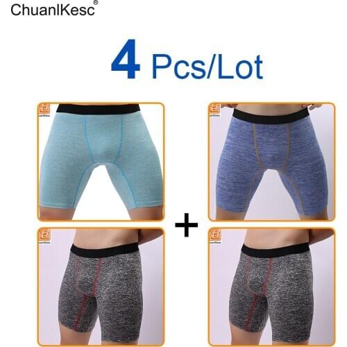 4 Pcs/Lot Mens Boxer Pants Long Leg Wear Resistant Underwear Sports Track And Field Shorts Breathable Hot Underwear
