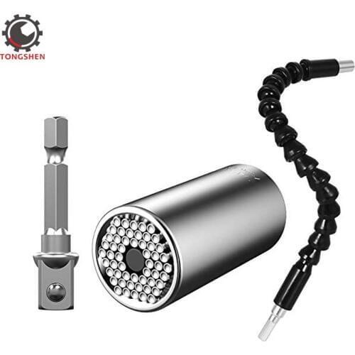 7-19mm Ratchet Universal Socket Wrench Grip Power Drill Adapter Set Repair Tools Flexible Extension Screwdriver Drill Bit H