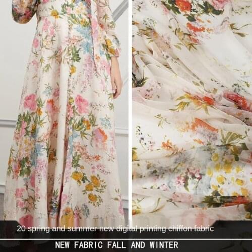 2021 European and American brand D spring and summer new product dress cloth digital printing chiffon garment printing surface