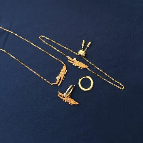 S925 sterling silver new orange crocodile suit female fashion crocodile necklace bracelet classic banquet style