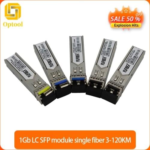 1Gb LC SFP module single fiber transceiver Gigabit fiber 3-80km sfp switch module 120KM compatible with Mikrotik/Cisco switch