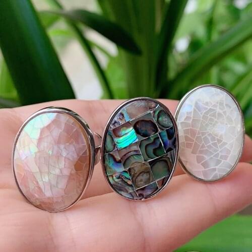 Natural Shell Finger Rings for Women Men Mother of Pearl Abalone Shell Colorful Yellow White Pink Pearl Rings Wedding Jewelry