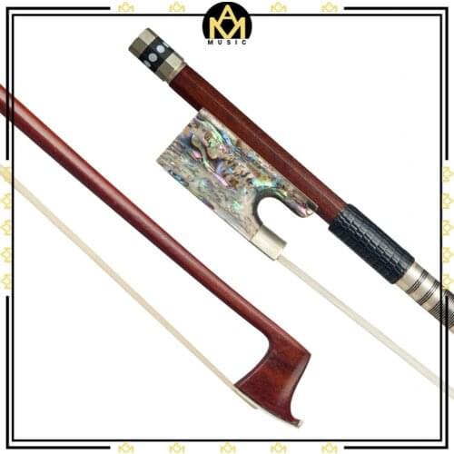 Master 4/4 Full Size Violin Fiddle Bow Pernambuco Bow Lizard Skin Grip White Mongolia Horsehair W/ Exquisite Abalone Frog