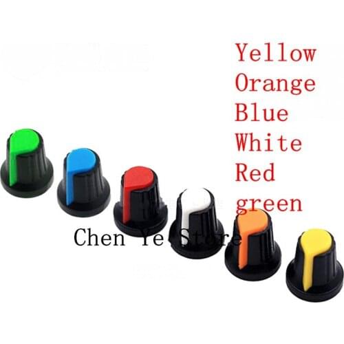 6value*100PCS=600PCS WH148 Potentiometer Knob Kit Plastic Knobs Cap Shaft Hole 15X17MM AG2 Yellow Orange Blue White Red 15*17