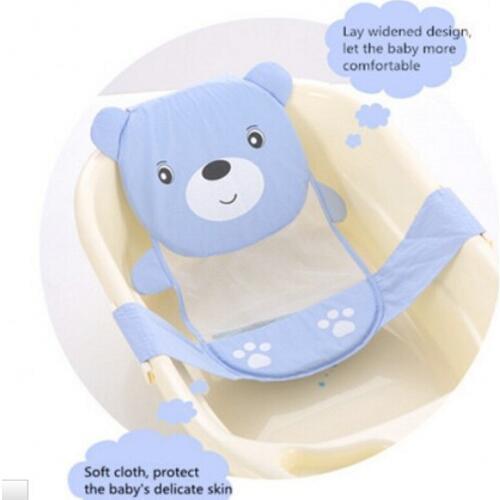 Pink/Blue Baby Bath Tub Net Seat Support Safety Adjustable Cartoon Bath Shower Mesh Bed For Newborn Baby