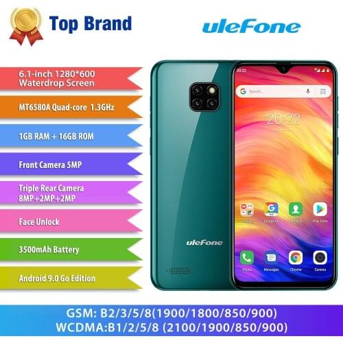 Ulefone Note 7 6.1 Waterdrop Screen Smartphone 3500mAh 19:9 Quad Core 16GB ROM 1GB RAM Android 8.1 Face ID Unlock Mobile phone