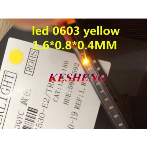 LED SMD Series 0603 yellow 1608 yellow 0603 diodes 580-590nm super bright 2000pcs 1.6*0.8*0.6mm
