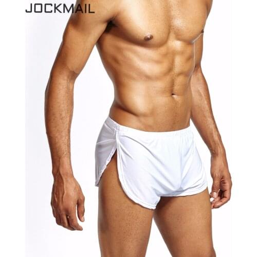 JOCKMAIL Nylon Ice Silk Lounge Spandex Trunks Mens Trunks Sexy sissy panties Men Boxers Shorts Home Sleepwear Gay underwear