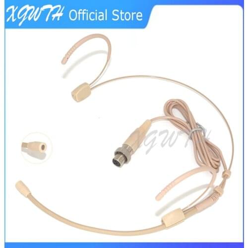 Omnidirectional Head Wearing Headset Microphone for MiPro Wireless Beltpack System Dual Ear Headworn Mic Mini XLR 4Pin Lock