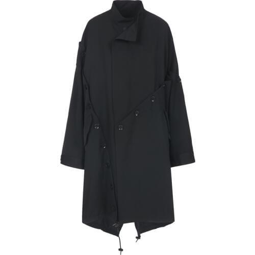 S-6XL!!Autumn and winter buckles many in long paragraph black windbreaker coat loose fall shoulder coat men and women is same
