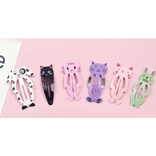 6Pcs/Set Fashion Children Headwear Animals Hairpins Dog Rabbit Leopard Shape Cartoon BB Hair Clips Headdress for Girls