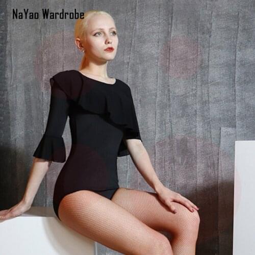 2021 New TL669 Latin Dance Dress Women Bodysuit Half Lotus Design Sleeve Tops Ballroom Tango Chacha Dancing Performamnce