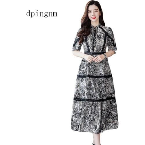 2019 Autumn Winter New Black Floral Vintage Dress Plus Size Dresses Korean Elegant Women Party Vestidos
