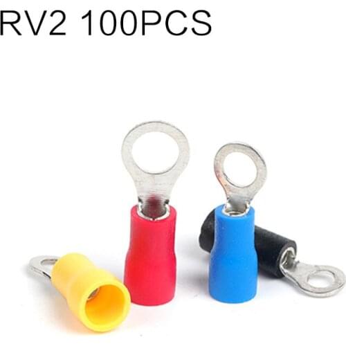 100PCS RV2-4/5/6/8/10/12 Round Pre-insulated End O-type Connector Terminal Cold Press Terminal RV2.5-6 Brass Good Conductivity