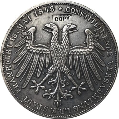 1848 German 2 Gulden coins COPY 36MM