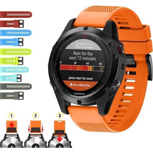 26 22 20MM Watchband Strap for Garmin Fenix 5X 5 5S Plus 3 3HR D2 S60 Watch Quick Release Silicone Easyfit Wrist Band Strap