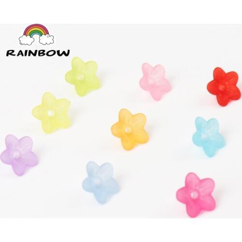 Mixed Colors Flower Shape Frosted Acrylic Beads Caps For Jewelry making 9mm 300pcs