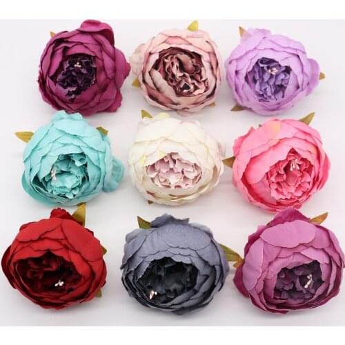 5pcs/lot 10cm High Quality Peony Flower Head Silk Artificial Flower Wedding Decoration DIY Garland Craft Flowe