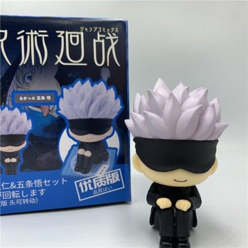 9cm Anime Jujutsu Kaisen Hand-Sitting Mini Cute Gojo Satoru Ver. PVC Action Figure Satoru Fushiguro Yuji Collect Desk Model Toy