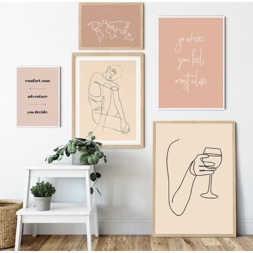 Abstract Woman Body Canvas Posters Line Quotes Art Prints And Posters Minimalist World Map Boho Painting Pictures Home Decor