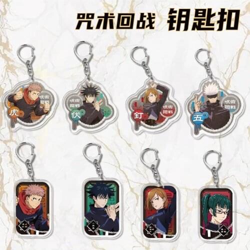 Anime Jujutsu Kaisen Cosplay Acrylic Keychain Toy Yuji Itadori Gojo Satoru Figures Keyring Double-sided Key Chain Pendant Gift