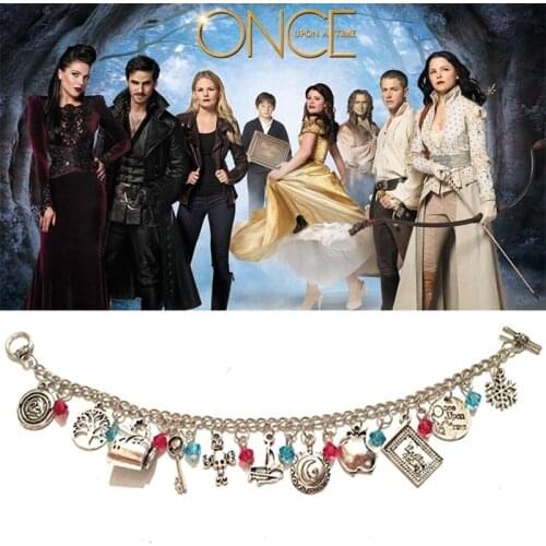 Once Upon A Time Emma Swan Charms Bracelet Bangles Gemstone Crystal Beads Chain Links Bracelets Christmas Jewelry