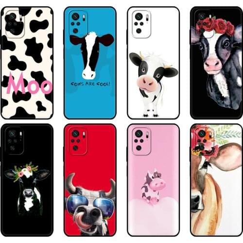 Black tpu Case For Xiaomi Redmi 9T Case Redmi Note 9T Note 10 Pro Case Animal cattle cow watercolor painting