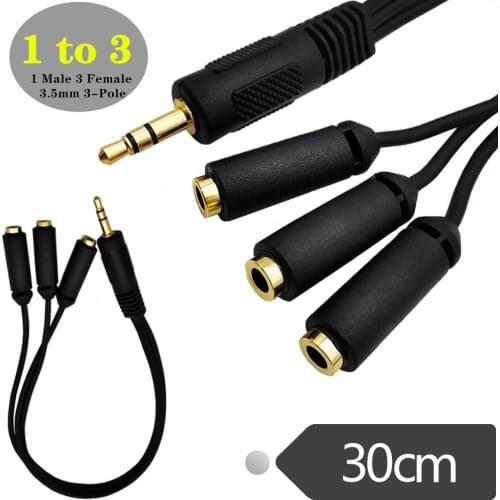 ERE Gold Plated 3.5mm (1/8") TRS 1 Male to 3 Female 3-Way Stereo Splitter Audio Cable,3.5mm 3-Pole 1Male to 3 Female AUX Cable