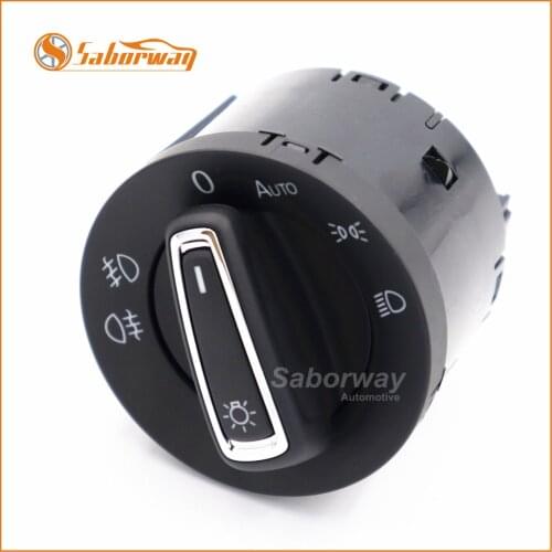 Saborway Chrome Auto Headlight Switch Automatic Controller Knob For Golf 7 MK7 5GG 941 431 D 5GG941431D