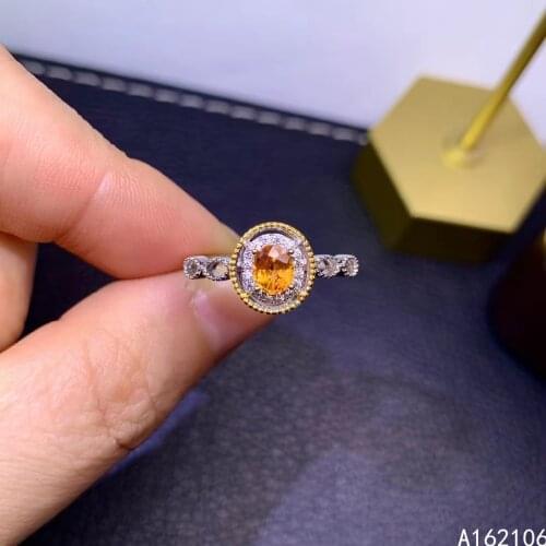 925 Pure Silver Chinese Style Natural Penta Garnet Womens Luxury Classic Oval Adjustable Gem Ring Fine Jewelry Support Detectio