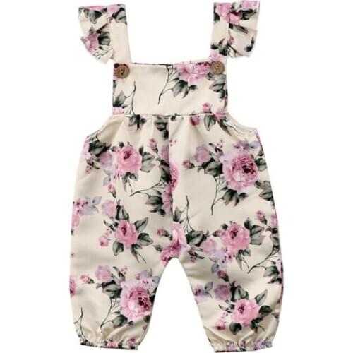 2019 Newborn Toddler Baby Girls Flower Strap Romper Jumpsuit Playsuit Outfit Clothes Fashion cute girls flower romper sweet baby