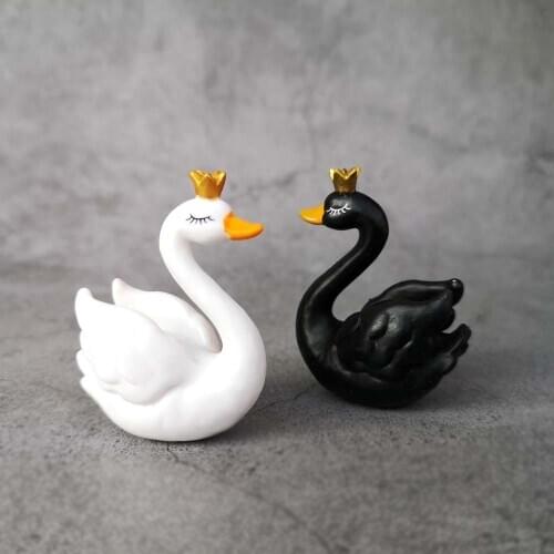 Swan Flamingo Love Bird Figurine Ornament Garden Fairy Decor Glass DIY Accessories Home Decoration Miniature Valentine Day Gift