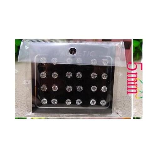 LEMOER 12pairs/lot 4/5/6mm Star Clear Crystal Rhinestone Magnet Stud Earrings Pierced Earrings Magnetic Earrings Men Earrings