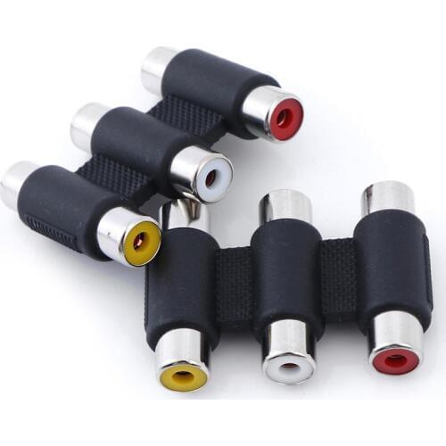 Multi-Functional Audio Video Connector 3 RCA AV Coupler Mini 3RCA Female To Female Adapter Socket Extension Converter