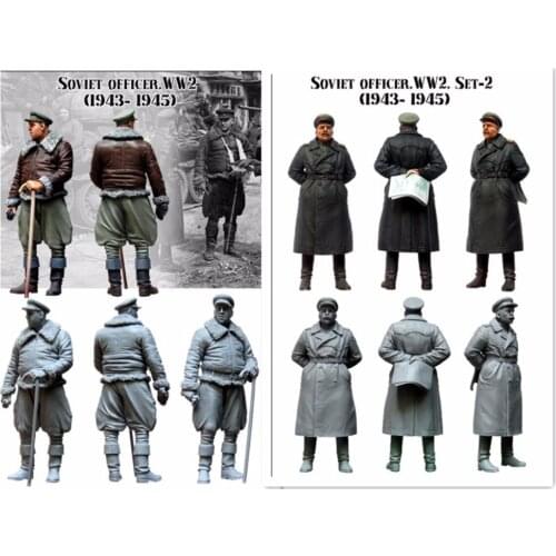 1/35 WW2 Soviet military officer 2 people WWII Resin Model Kit figure Free Shipping