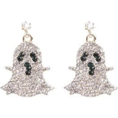 Fashion New Hollow Jewelry Ring Earrings Hip Hop Ghost Earrings Accessories Gold and Metal Gift, 1 Pair