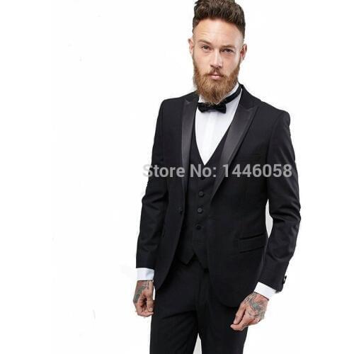 Latest Coat Pant Designs Custom Made Black Formal Dress Men Suit Groomsmen Slim Fit Wedding Suits For Men Groom Prom Tuxedos