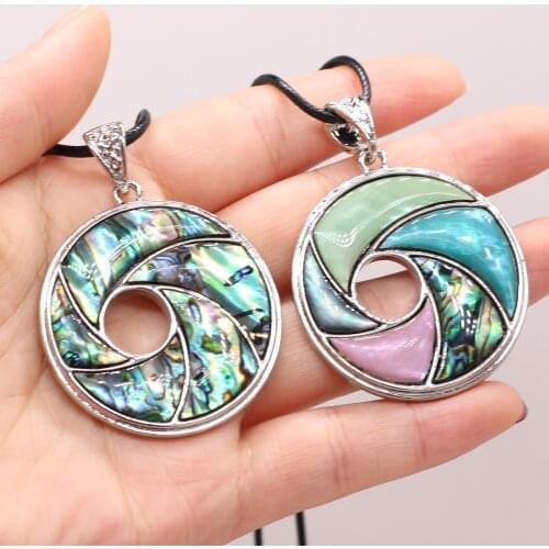 New Style Natural Shell Alloy Necklace Circle Drill Pendant Leather Cord 2MM Charms For Elegant Women Love Romantic Gift
